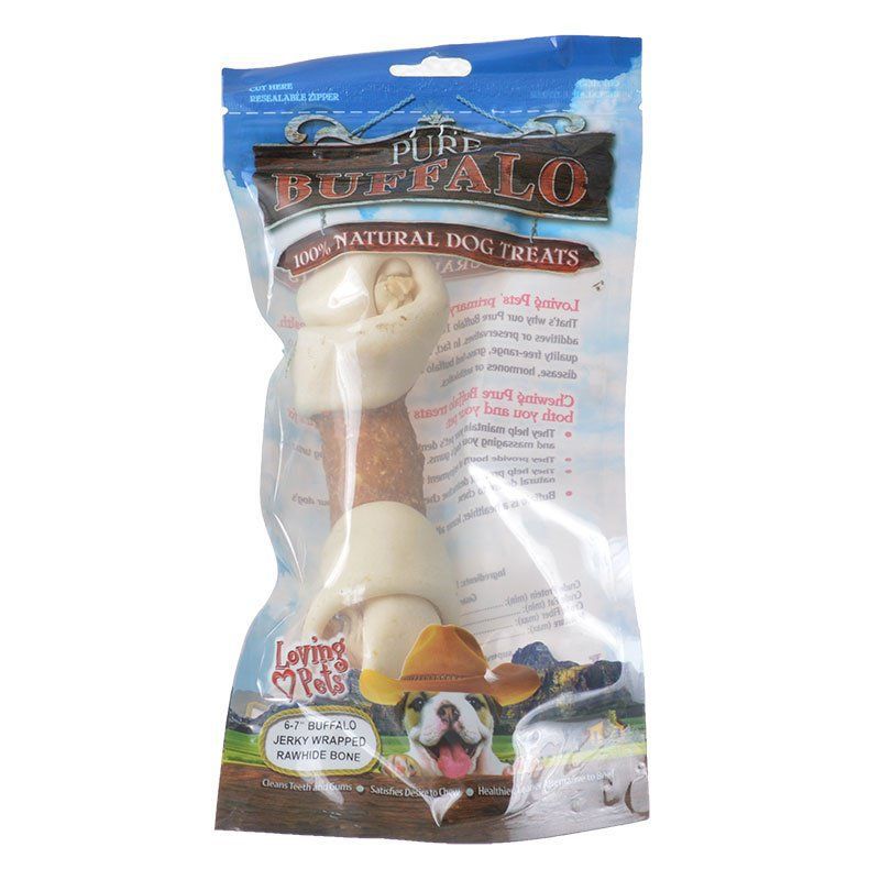 Loving Pets 6-7 Inch Pure Buffalo Jerky Wrapped Rawhide Bone