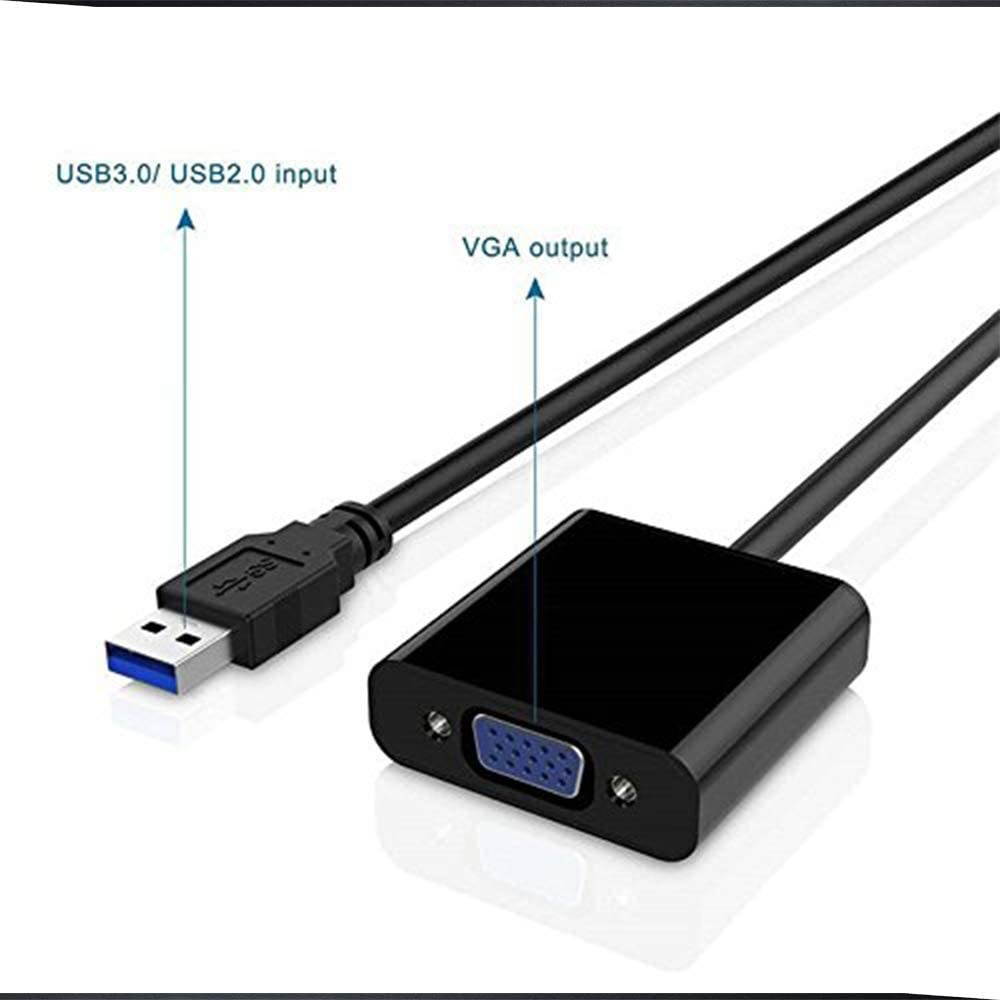 JIMAT USB 3.0 to VGA Gold Plated 3.0 USB A Male Convert to VGA Female Cable Adapter Video Convertor | Support Resolution 1080p | Extender Projector Tablet Monitor | Compatible with Windows XP 7 8 10