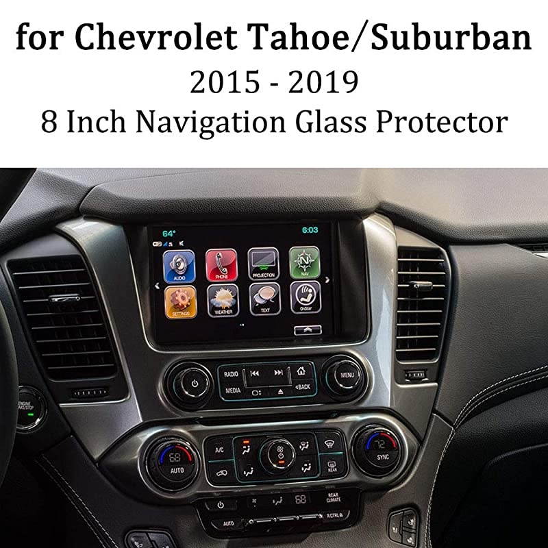 8 Inch Tempered Glass for Chevrolet Tahoe Suburban 2020 2019 2018 2017 2016 2015 Navigation Protector Film Cover for Chevy TAHOESUBURBAN MyLink Interior Center Touch Screen Cover Accessories