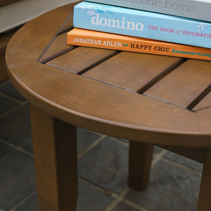 Sopra Wood Outdoor Patio Round Side Table - Brown - Cambridge Casual