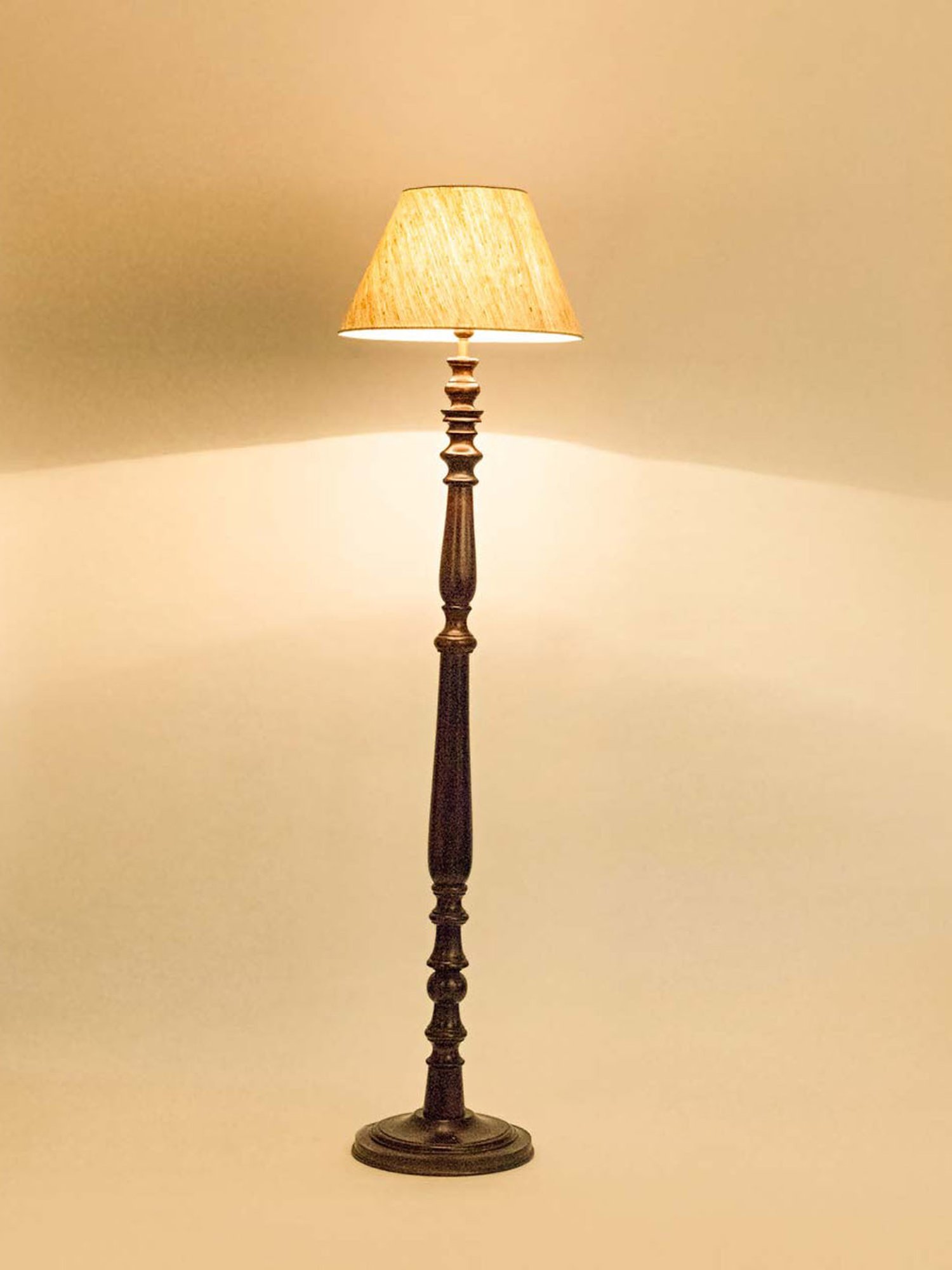 Fabindia Brown Darv Lacquered Pedestal Floor Lamp