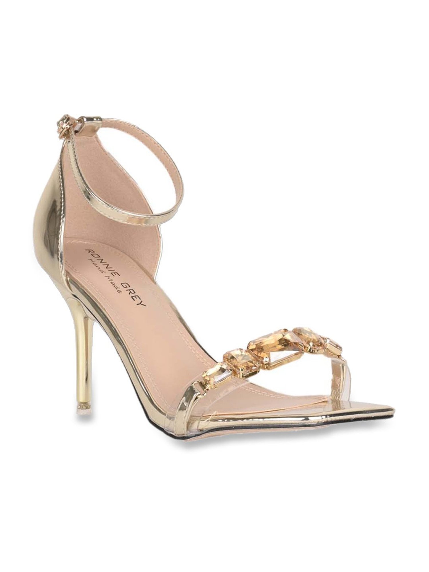 Ronnie Grey Women's Golden Ankle Strap Stilettos