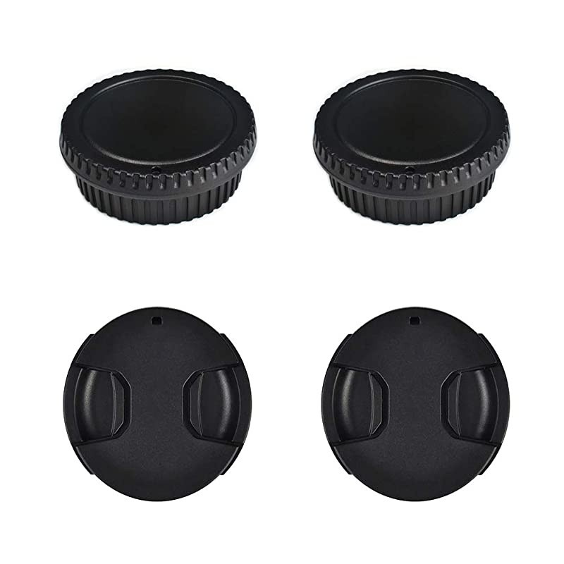 52mm Snap on Center Pinch Front Lens Cap Rear Lens Cap Body Cap Replacement for Nikon DSLR D3500 D3400 D3300 D3200 D3100 D7100 D7000 D850 P1000 D5500 D5300 Antidust Lens Protector2 Sets