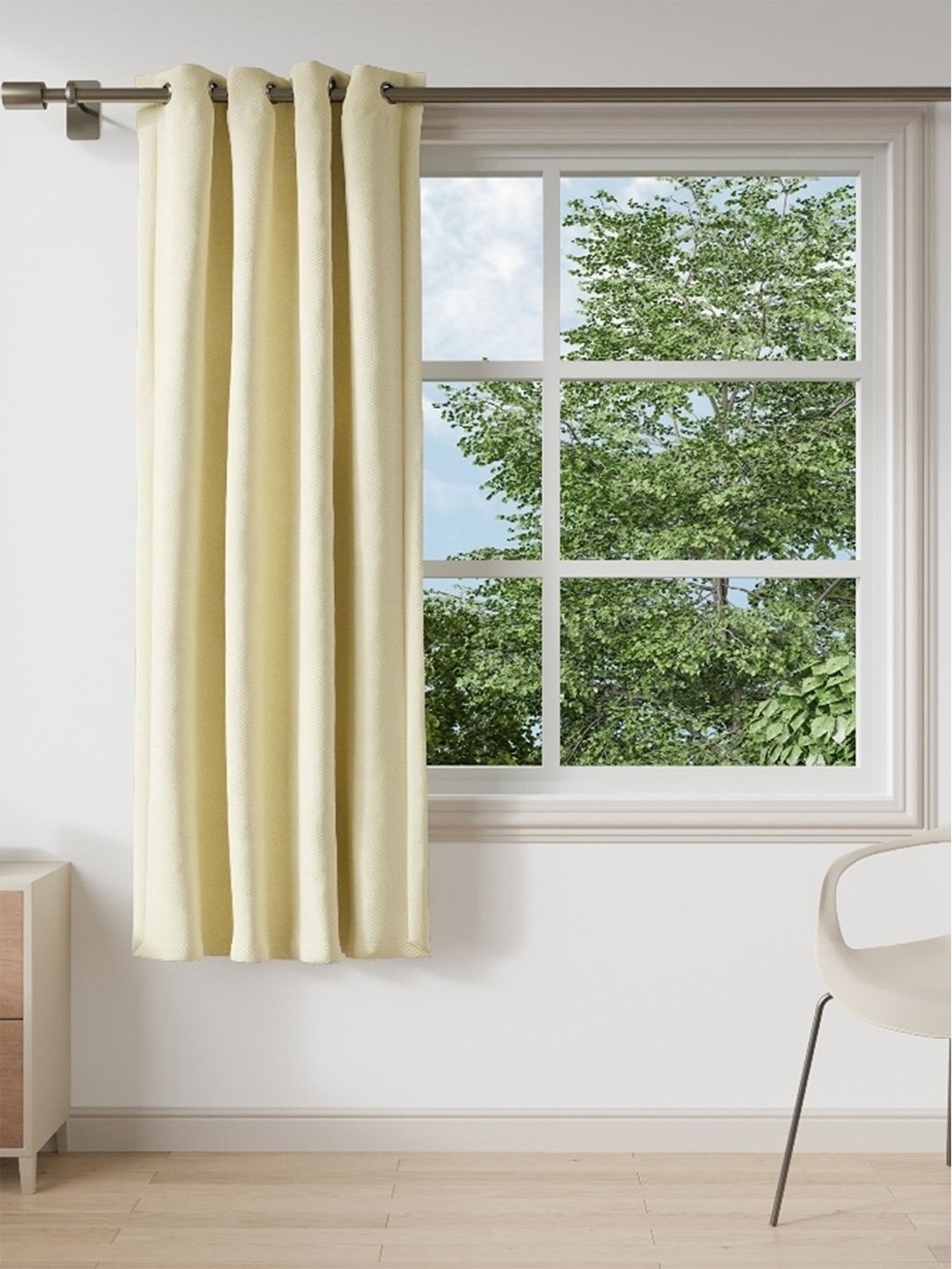 Ddecor Live Beautiful Beige Polyester 5 ft Window Curtain