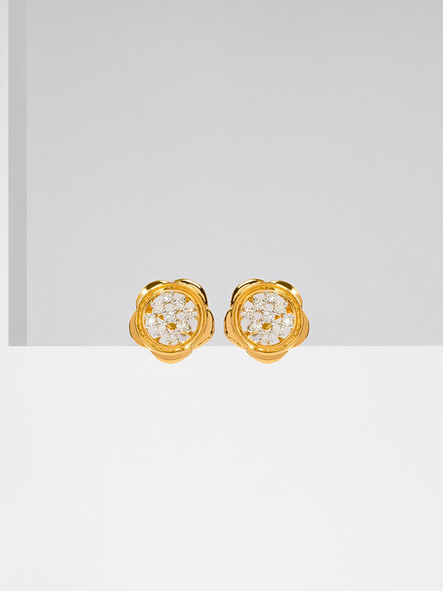 P.N.Gadgil Jewellers 14k Gold Whispering Flora Stud Diamond Earrings For Women