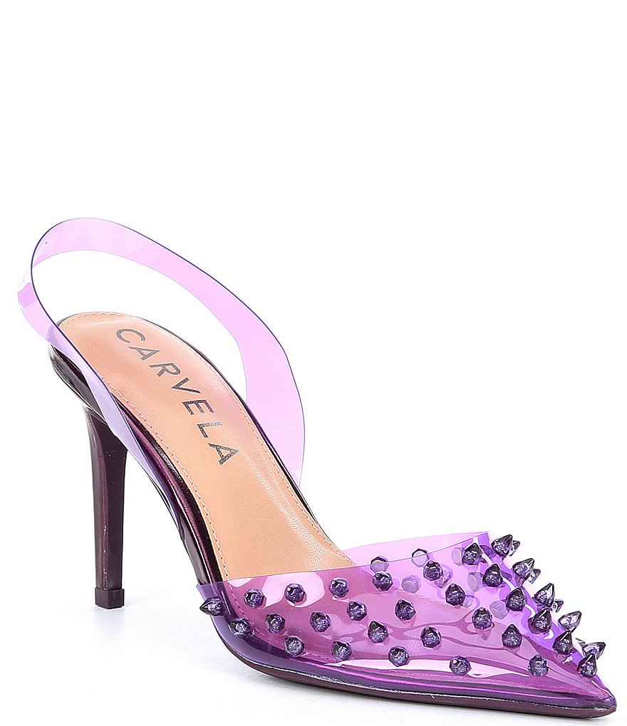 Carvela Lapiz Clear Studded Sling Pumps