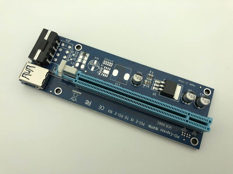 6pcs 006C USB 3.0 PCI-E Express 1X 4x 8x 16x Extender Riser Adapter Card SATA 15pin Male to 4pin Power Cable for Bitcoin Miner