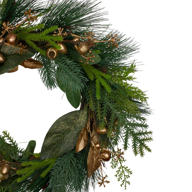 Northlight Leaves, Berry and Cedar Artificial Christmas Wreath - 20-Inch, Unlit