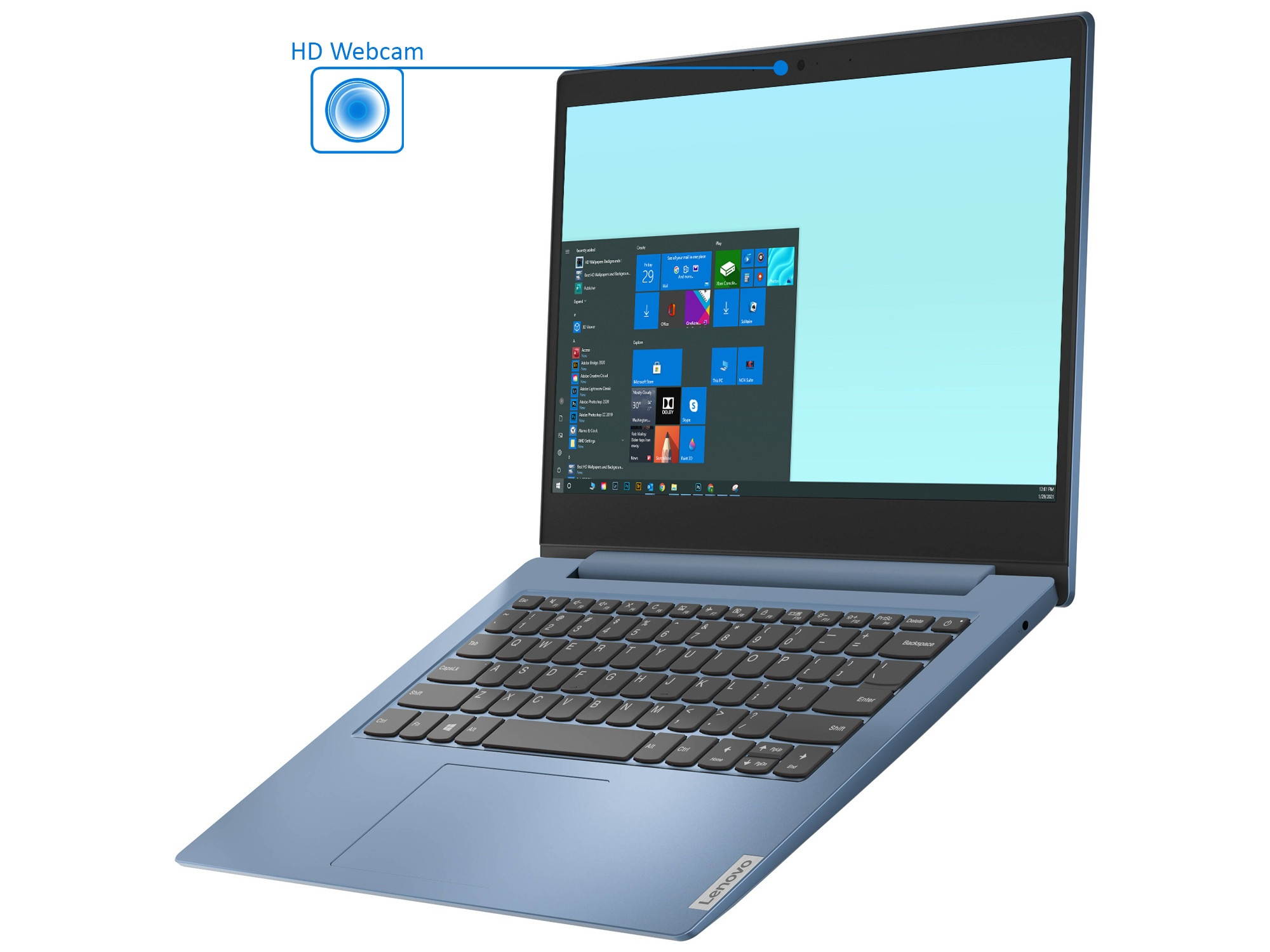 Lenovo IdeaPad 1 Notebook, 14" HD Display, AMD Athlon Silver 3050e Upto 2.8GHz, 4GB RAM, 256GB NVMe SSD, Vega 3, HDMI, Card Reader, Wi-Fi, Bluetooth, Windows 10 Home S