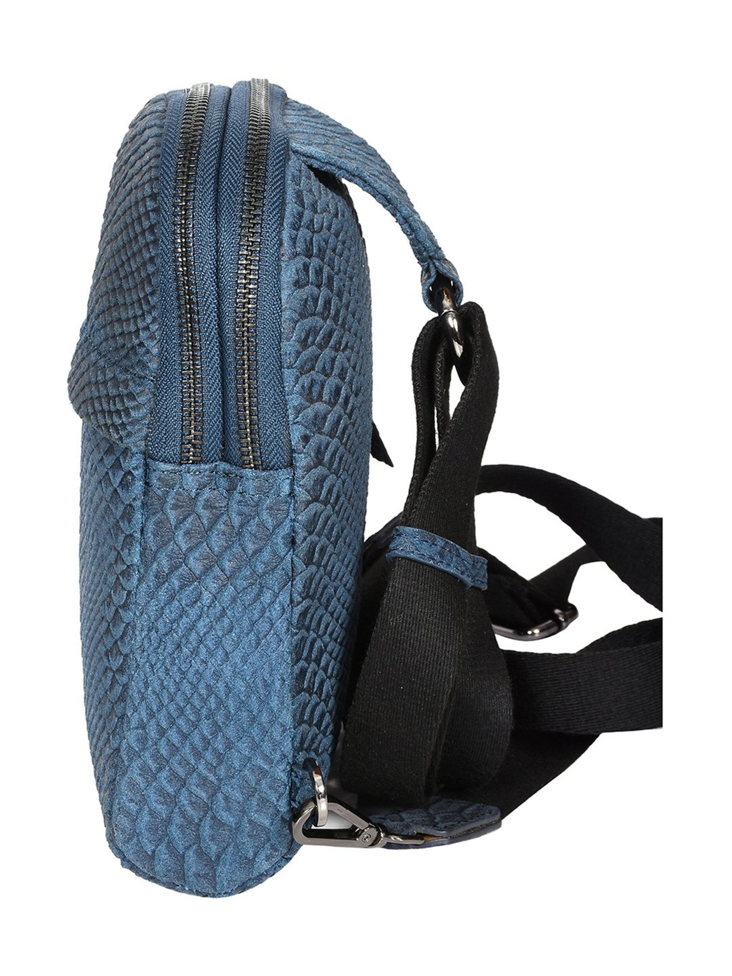 SASSORA Navy ROSA Animal Effect Small Leather Backpack