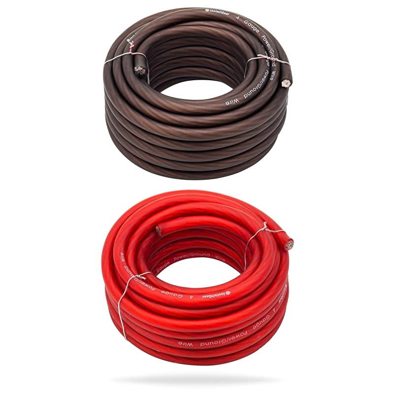 4 Gauge 25ft Black and 25ft Red PowerGround Wire True Spec and Soft Touch Cable