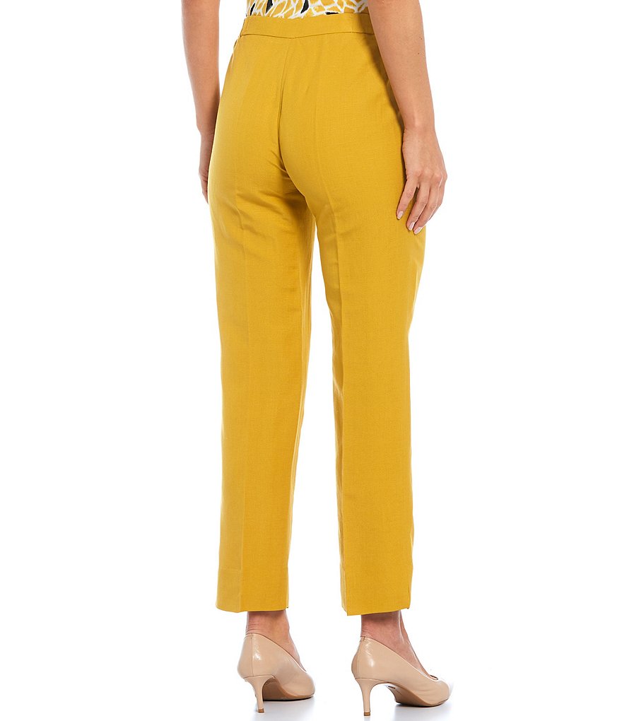 Kasper Petite Size Side Zip Linen Straight Leg Pants