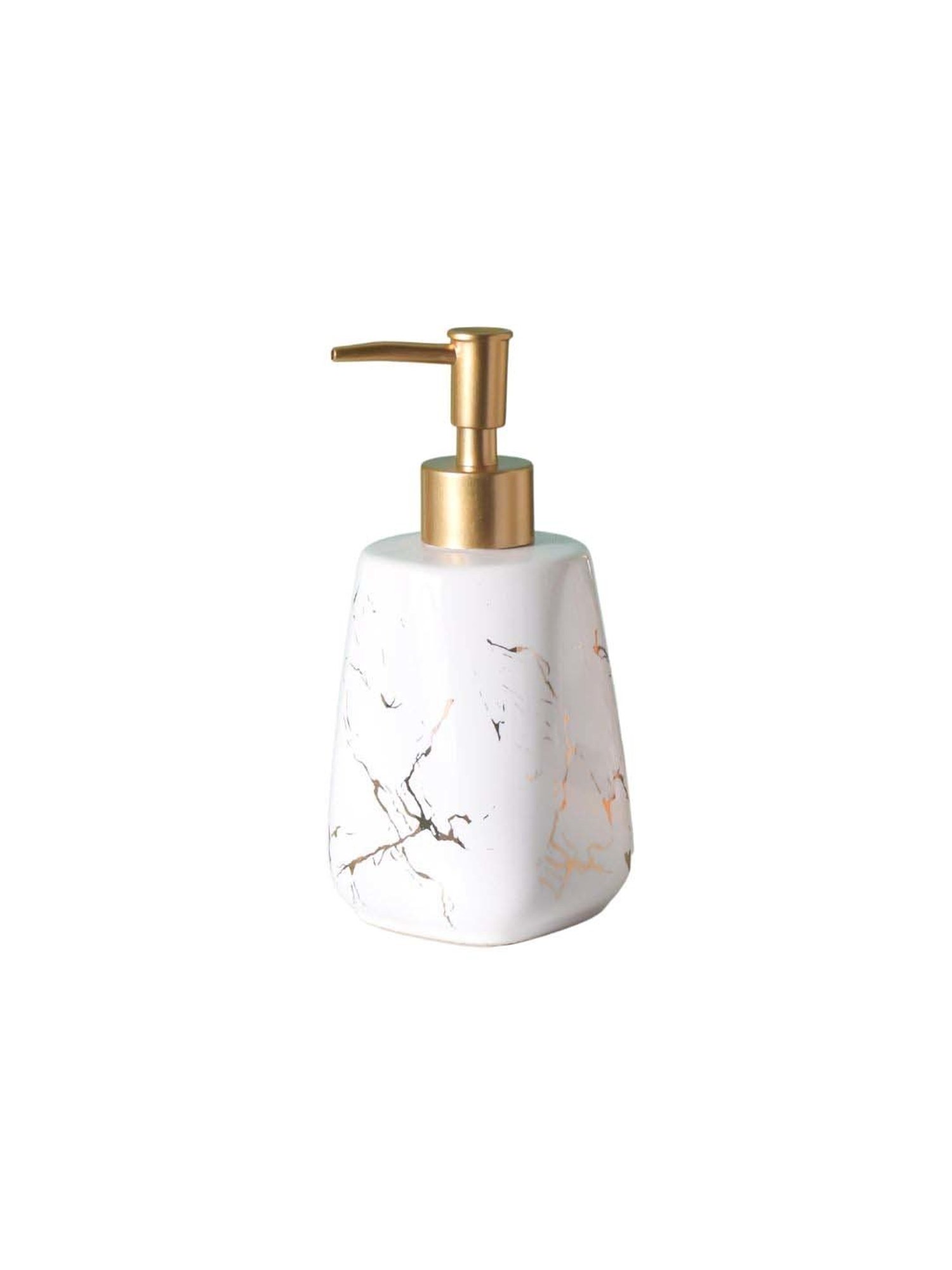 Nestasia ceramic durable marble finish white Liquid soap dispenser for Bathroom & Wash Basin(350 ml)