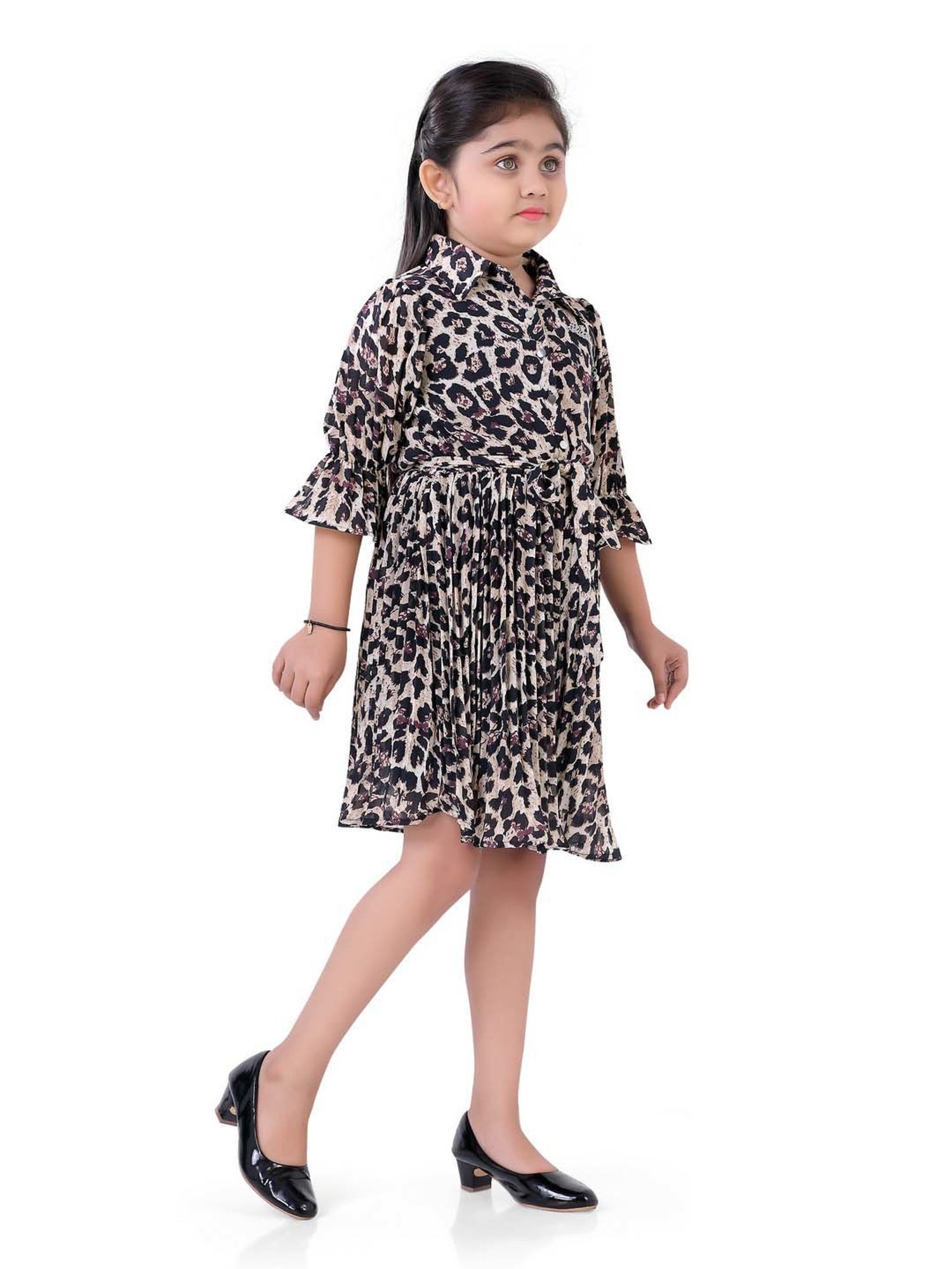 poplins Kids Navy Cotton Printed Dress