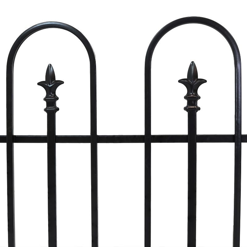Sunnydaze Outdoor Lawn and Garden Metal Strasbourg Style Decorative Border Fence Panel and Posts Set - 6' - Black - 5pc