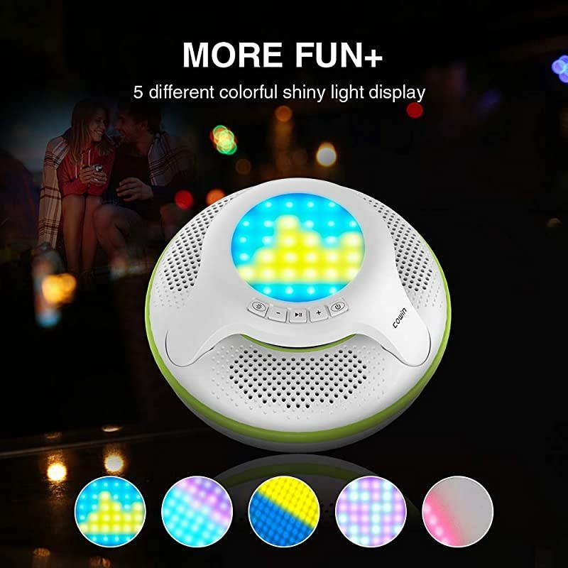Swimmer IPX7 Floating Waterproof Bluetooth Speakers Portable Wireless Shower Speaker with 10W Deep Bass and Colorful LED Light for Swimming Pool Party Travel Home