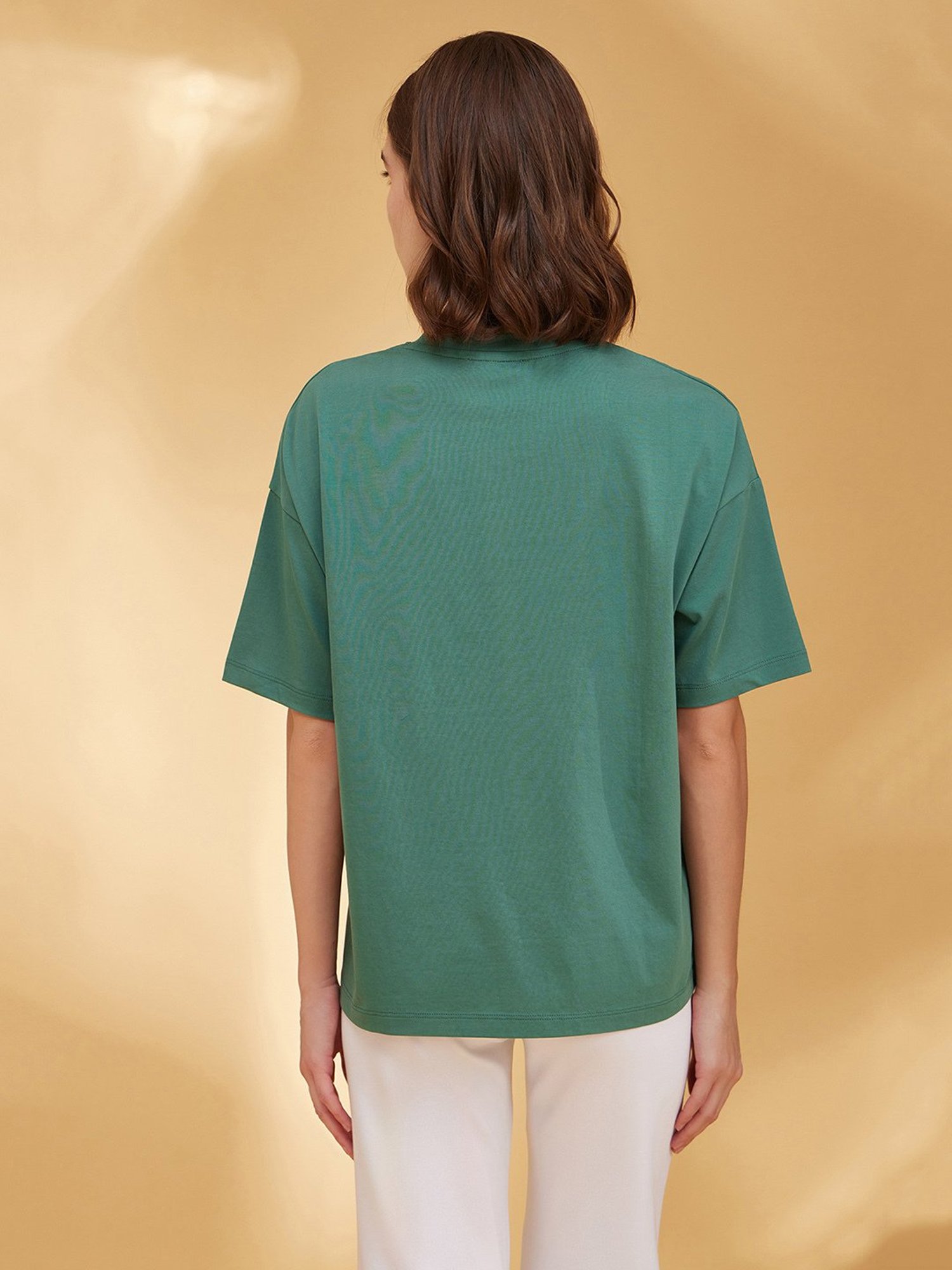 Kazo Green Printed Oversized T-Shirt