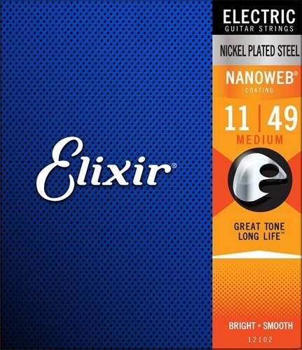 Elixir Electric Guitar Strings with NANOWEB Coating, Medium (.011-.049)