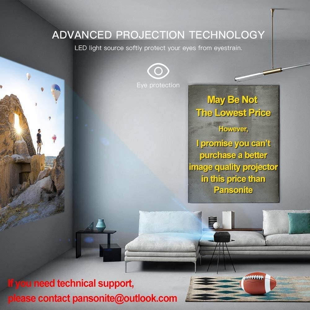 Pansonite Mini Projector with High Brightness Support 1080P and 200'' Display,Portable Projector Compatible with TV Stick/iPhone/Android/HDMI/USB/PS5 (Latest Upgrade)
