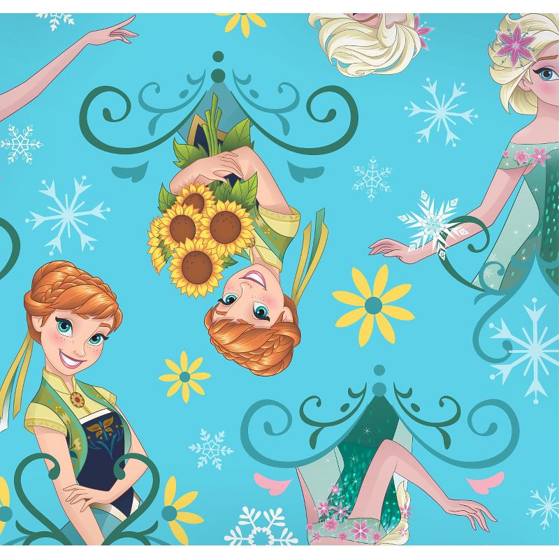 Disney Frozen Fever Sisters Sunflowers, Aqua, Fleece, 59/60" Width, Fabric by the Yard