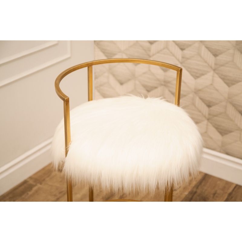 Louise Faux Fur Counter Height Barstool Gold - Abbyson Living
