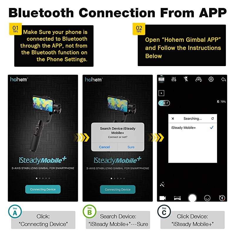 3Axis Gimbal Stabilizer for iPhone 12 11 PRO MAX X XR XS Smartphone Vlog Youtuber Live Video Record with Sport Inception Mode Face Object Tracking Motion TimeLapse  iSteady Mobile Plus