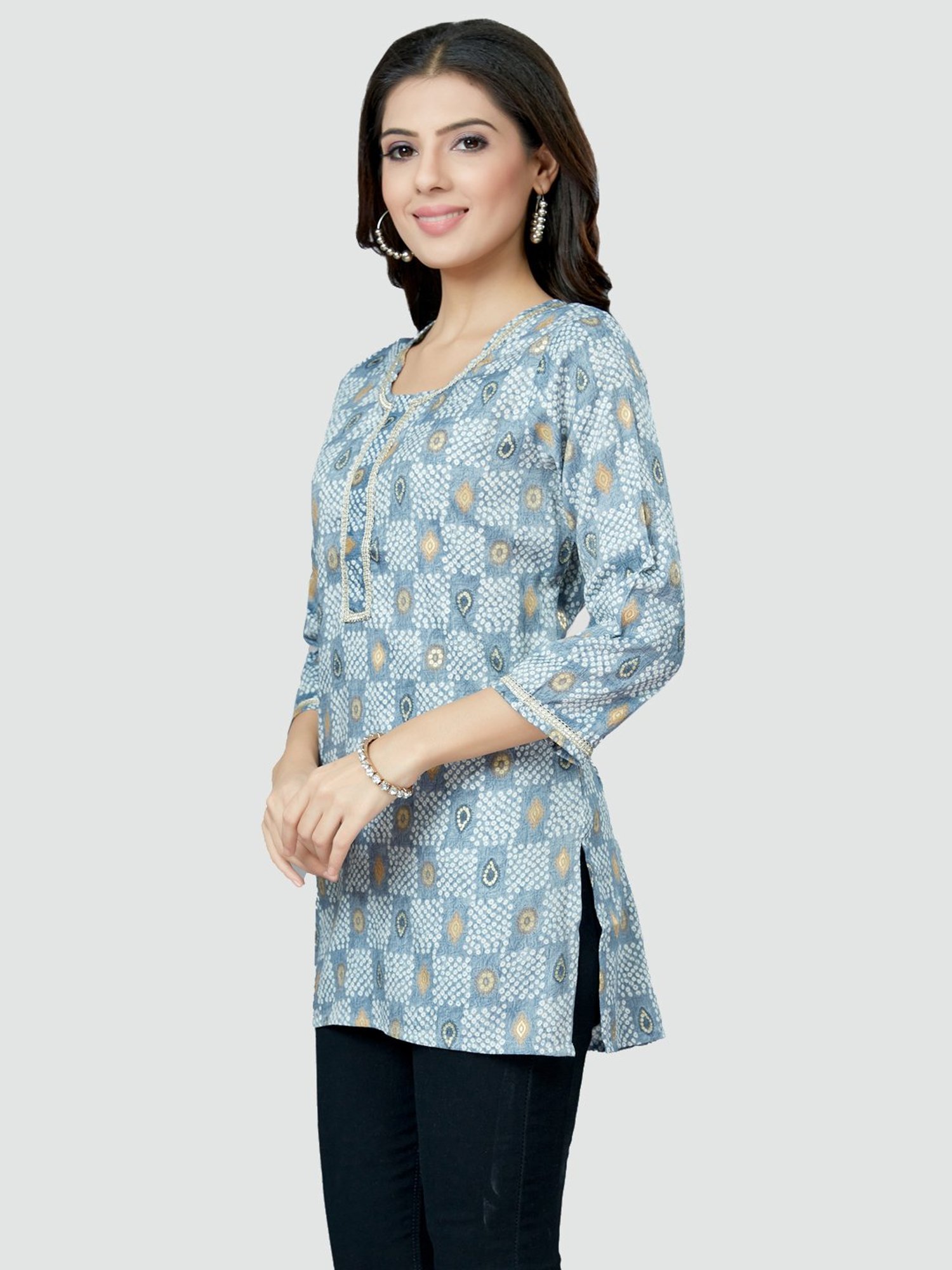 Saree Swarg Blue Printed Tunic