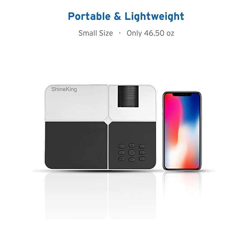 Mini Projector  2800 Lumens LED Portable Projector 180 Inch Support 1080P HD Video Projector for Home Theater Games and Outdoor Compatible for PS4LaptopXBOXSDAVUSB