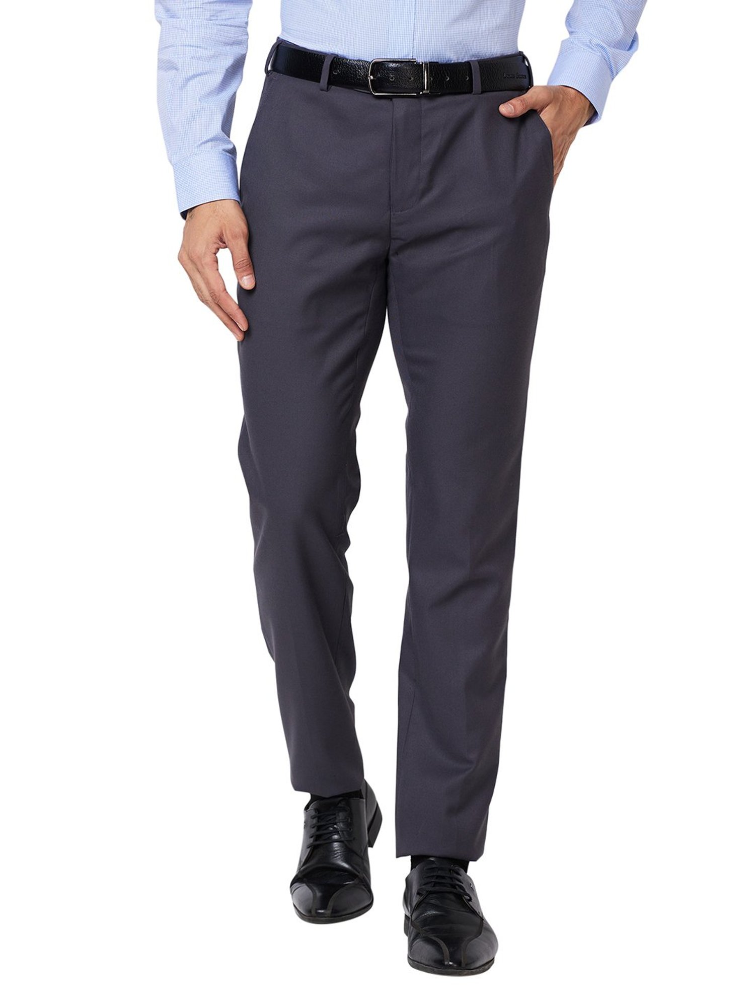 Raymond Blue Slim Fit Flat Front Trousers