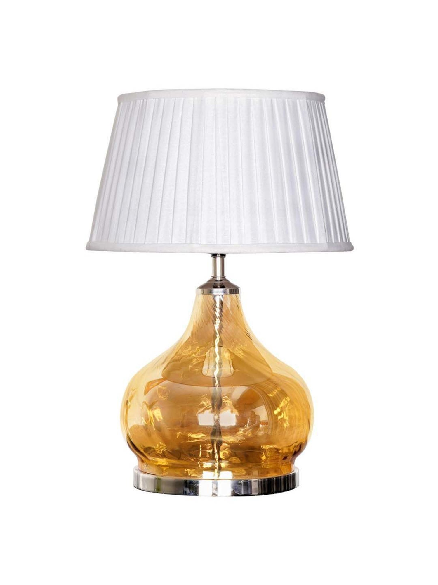 Kapoor Lamp Shades Amber & Nickel Glass Ingram Table Lamp With Cotton Shade