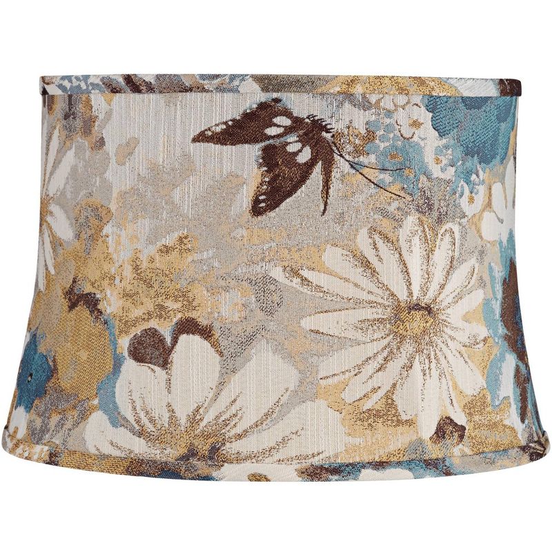 Springcrest Notre Dame Fabric Medium Drum Lamp Shade 14" Top x 16" Bottom x 11" High (Spider) Replacement with Harp and Finial