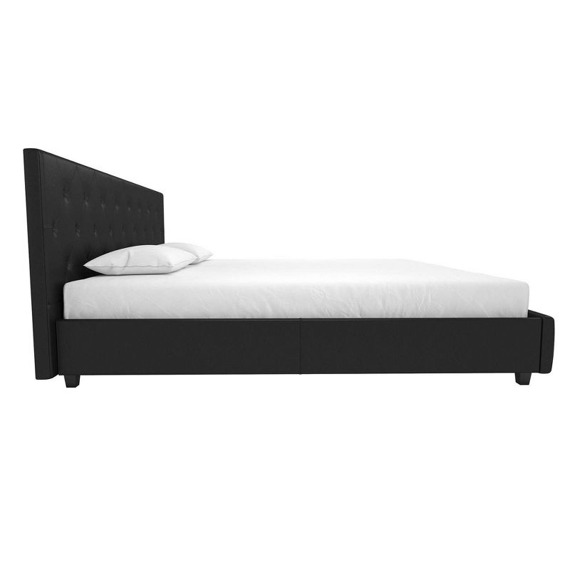 King Dalia Faux Leather Upholstered Bed Black - Room & Joy