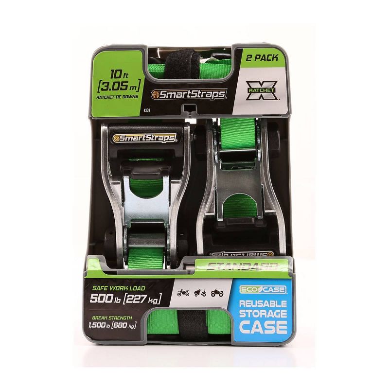 Winston 2pk 10' 1500lb Ratchet-X Tie Down Green