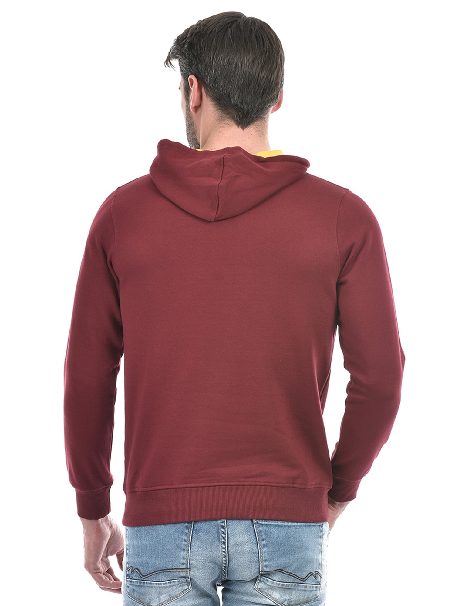 Integriti Maroon Regular Fit Graphic Print Hooded Sweatshirt
