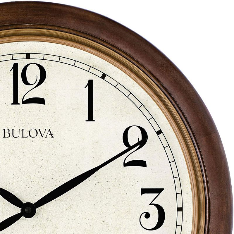 Bulova Clocks C4868 Jefferson Indoor Wood 20 Inch Diameter Quartz Decorative Hanging Wall Clock, Brown Cherry