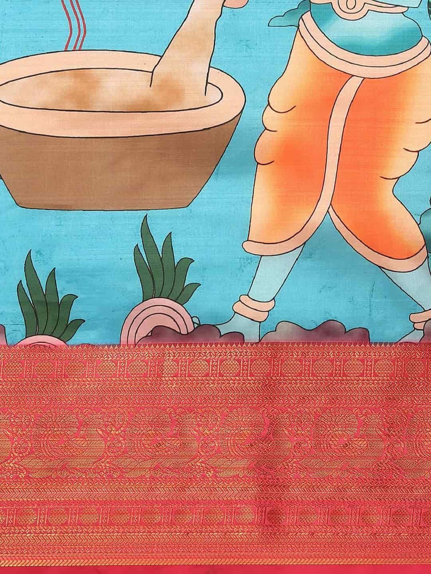 Silk Land Silk Blue Woven Saree With Unstitched Blouse