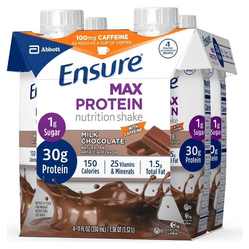 Ensure Max Protein Shake with Caffeine - Chocolate - 4ct/44 fl oz