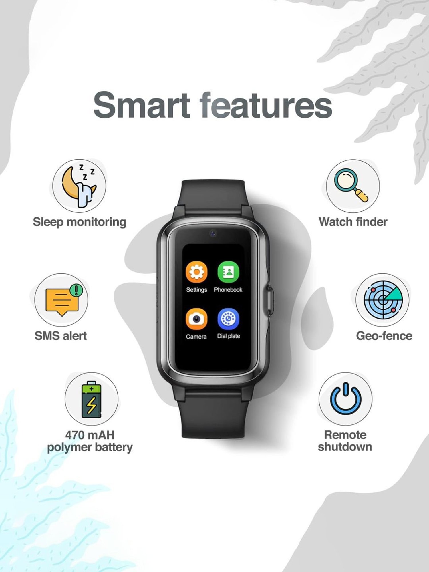 Turet Next Gen 4G Smartwatch for Kids with Camera, SOS, Video Calling, GPS Tracker (Black)