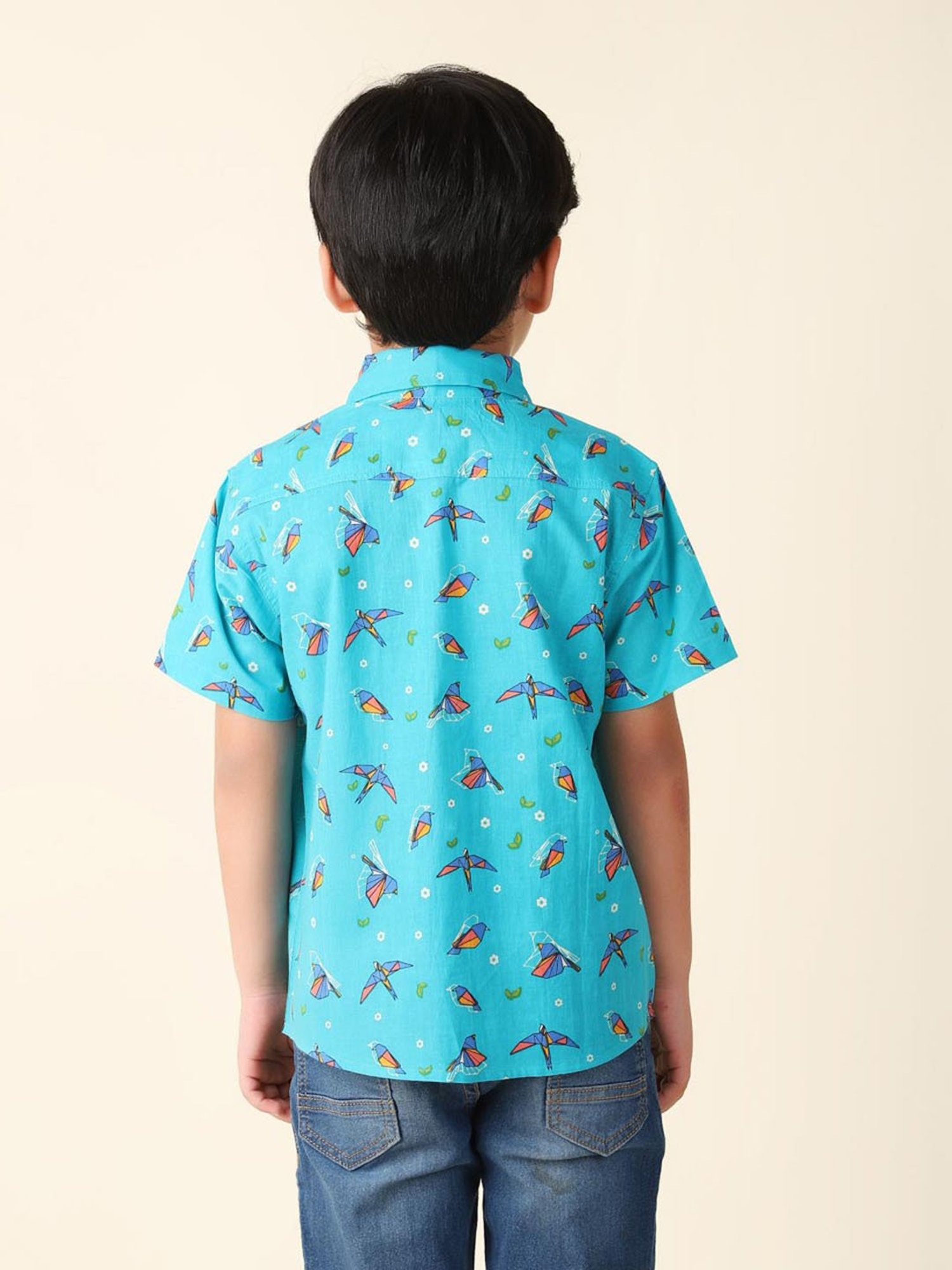 Fabindia Kids Blue Printed Shirt