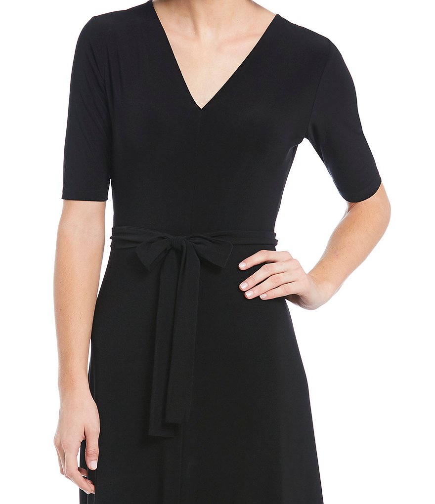 Preston & York Sydney V-Neck Tie Waist Midi Dress