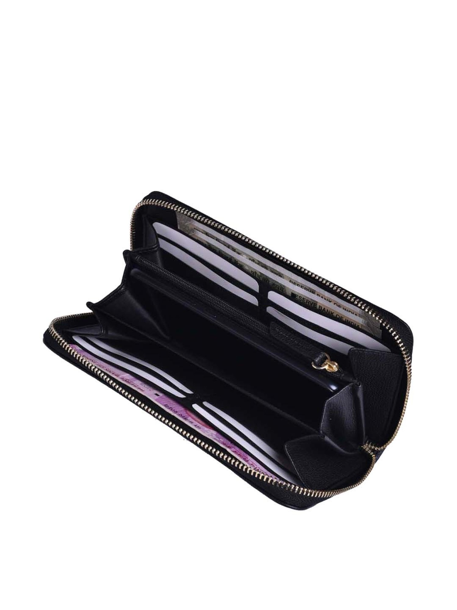 BELWABA Black Solid Zip Around Wallet for Women