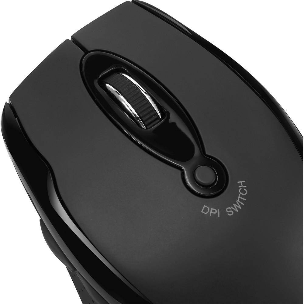 Adesso iMouse M20B - Wireless Ergonomic Optical Mouse - Optical - Wireless - Radio Frequency - Black - USB - 1600 dpi - Scroll Wheel - Right-handed Only