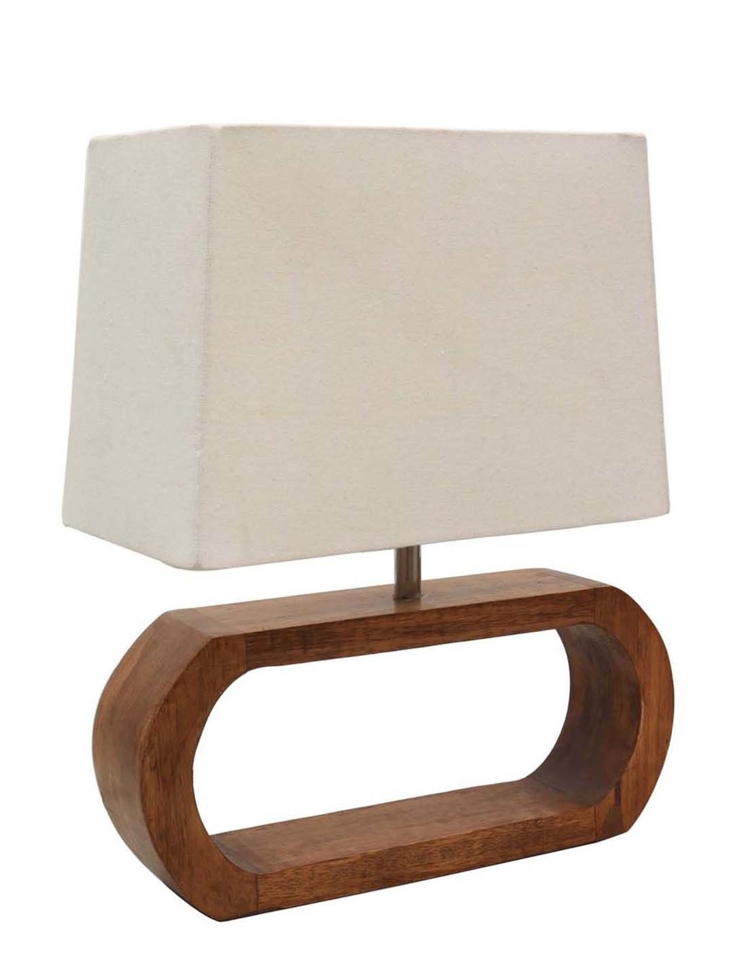 Homesake White & Brown Wood Bedside Desk Nightstand Table Lamp