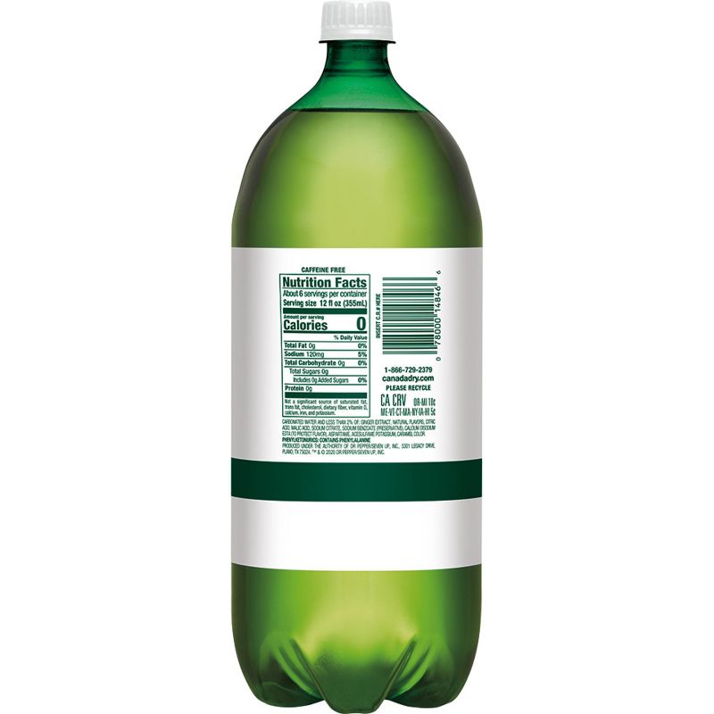 Canada Dry Zero Sugar Ginger Ale Soda - 2 L Bottle