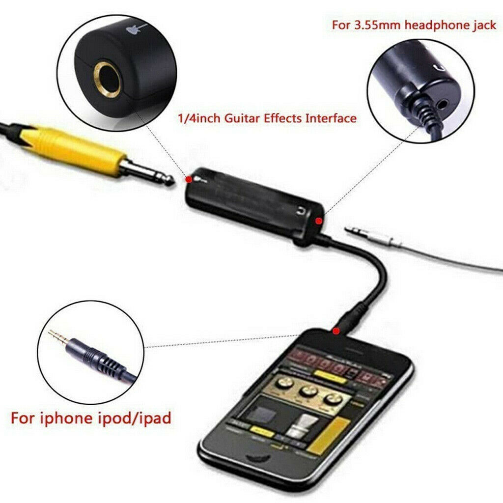 2PCS Guitar Link Cable Adapter Audio Interface Converters Guitar Pedal Effects Tuner Cable