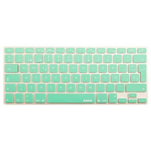 XSKN Spanish Silicone Keyboard Skin Cover for MacBook 13 15 17 inch EU/UK European Keyboard Layout (Mint Green)