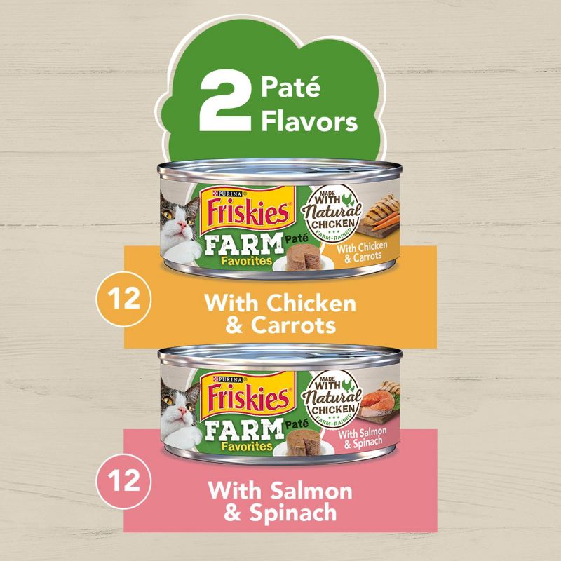 Purina Friskies Paté Wet Cat Food Farm Favorites with Chicken & Salmon - 5.5oz/24ct Variety Pack