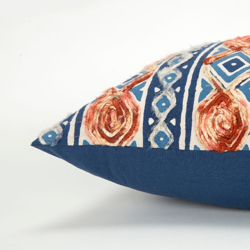 Oversize Geometric Decorative Filled Lumbar Throw Pillow Indigo - Rizzy Home