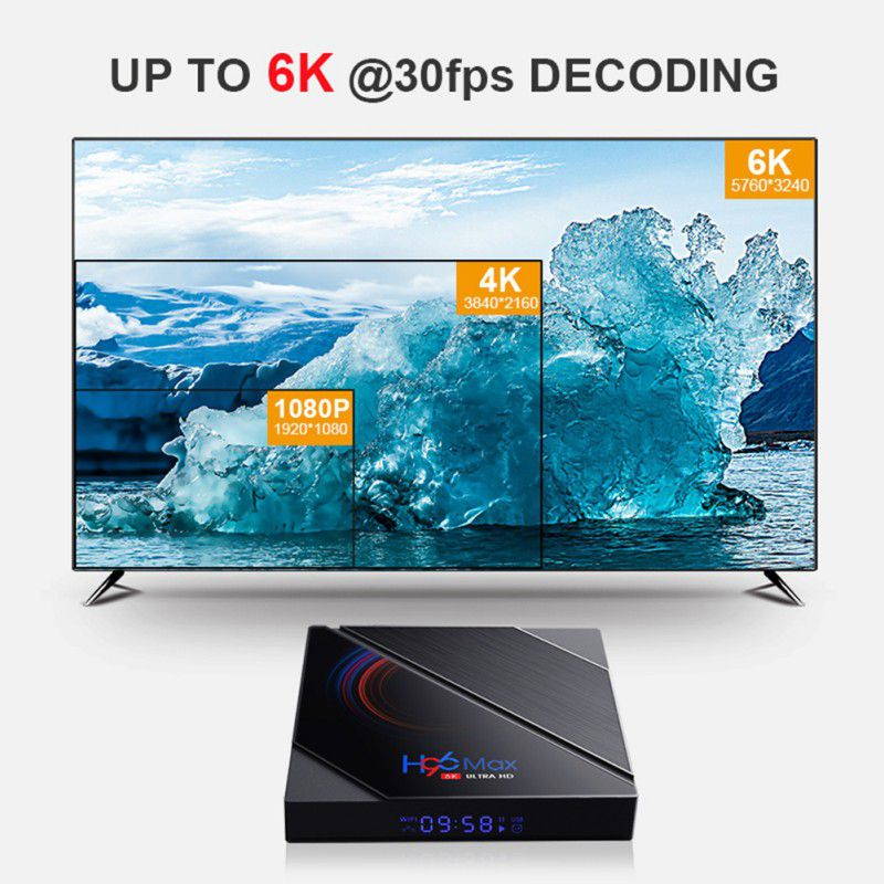 H96 MAX Android 10.0 4GB+64GB 5G WIFI BT 4K Smart TV Box Quad Core 3D Media Player