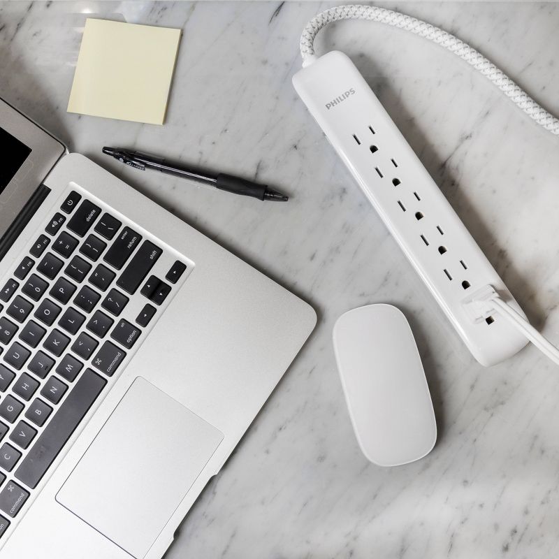 Monoprice 2 Outlet Surge Protector Wall Tap with 2 USB Charging Ports 3.4A, 450 Joules, White